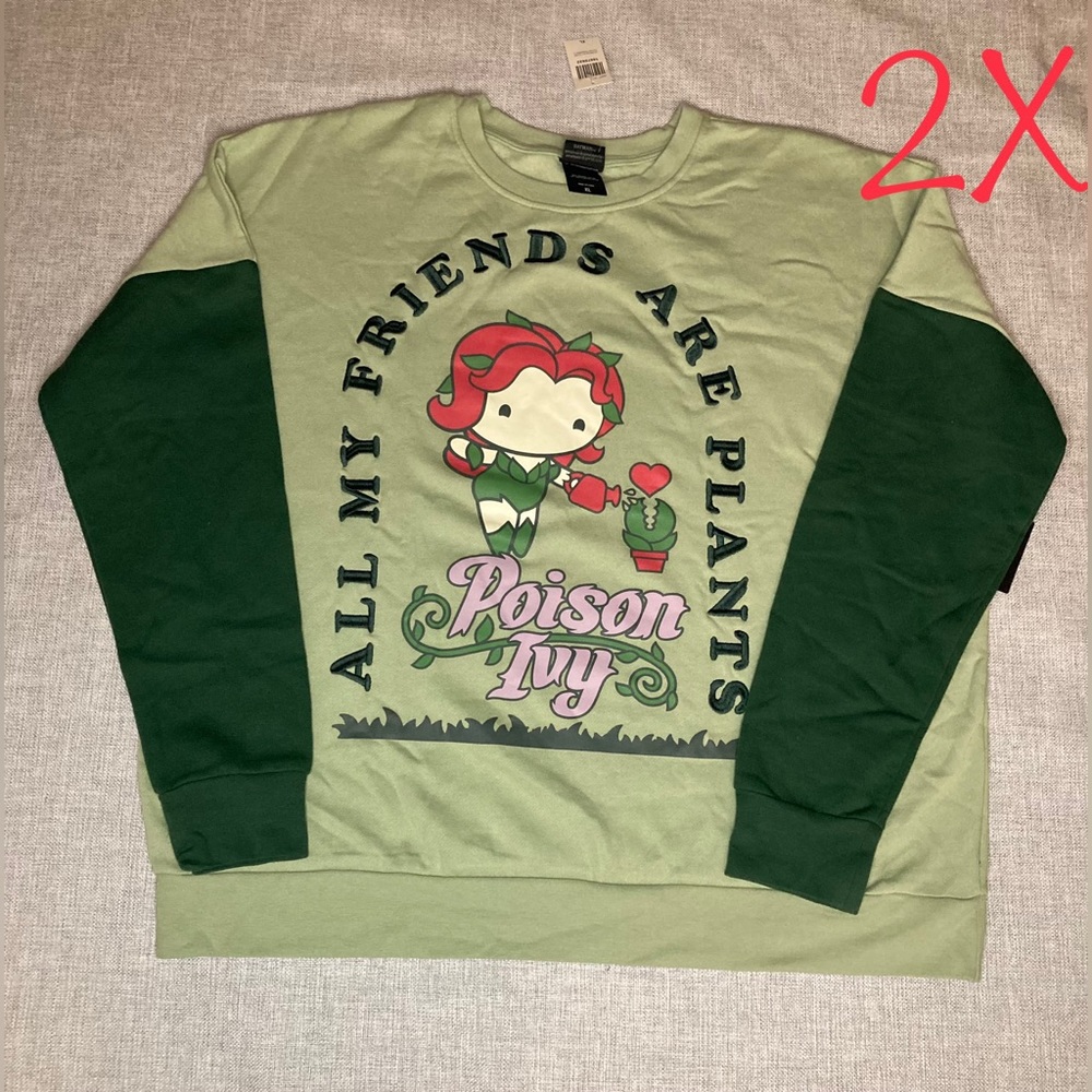 2X DC Comics Batman Poison Ivy Chibi Plant Friends Crewneck